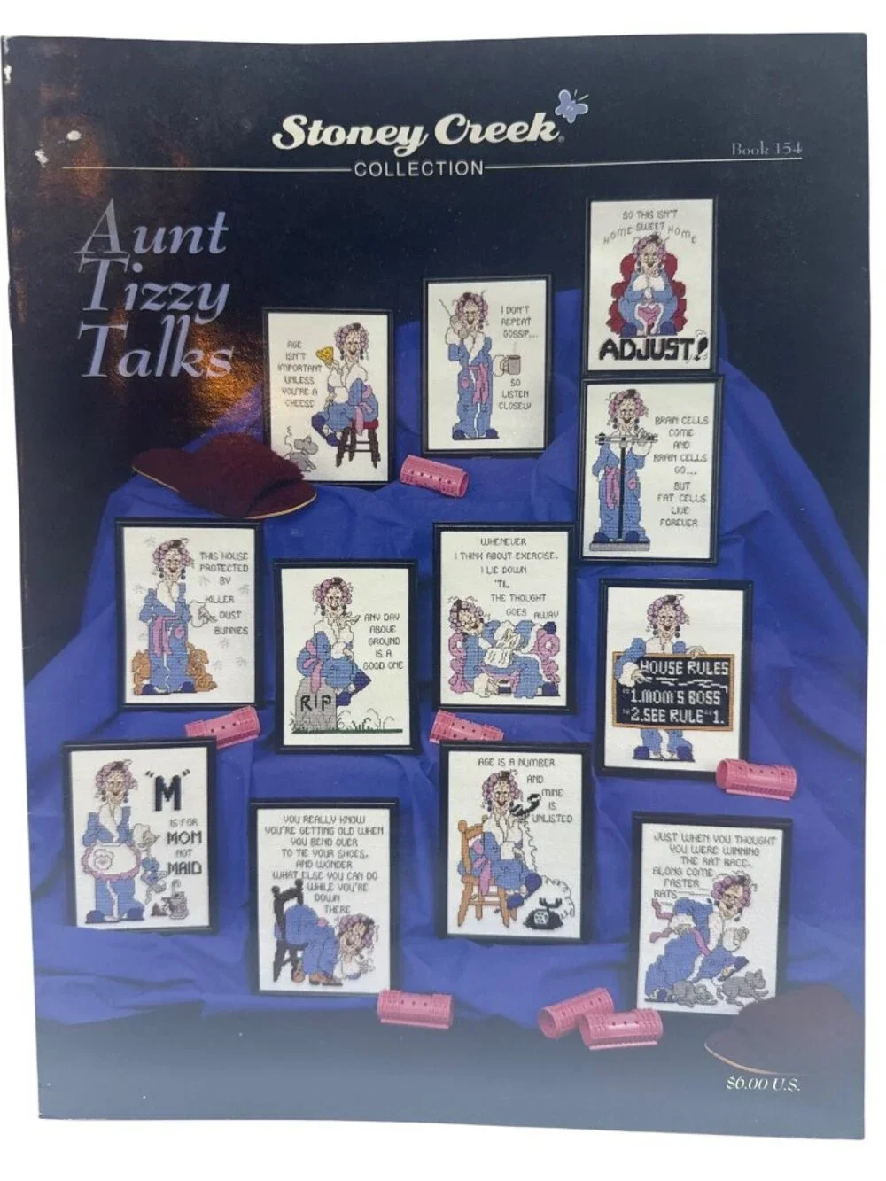 Stoney Creek Cross Stitch Pattern Book 154 Aunt Tizzy Talks Humorous Design 1996